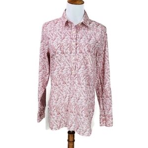 J. Crew Half Button Floral Spring 100% Cotton Popover Long Sleeve Shirt Top SZ S